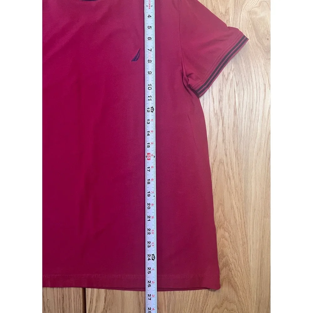 Nautica Performance Tee Mens Large Red Short Sleeve‎ Preppy Sporty Shirt